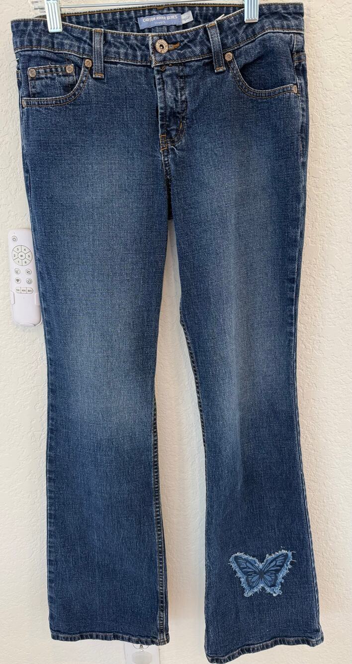 Canyon River Blues Jeans Y2K Butterfly Applique Bootcut Flare Stretch Denim  27